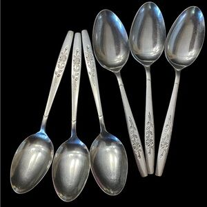 Vintage Set of 6 Table Spoons / Serving Spoons Stainless Steel Japan